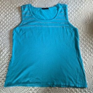 Vintage Fontana Turquoise Sleeveless Knit Tank Top L